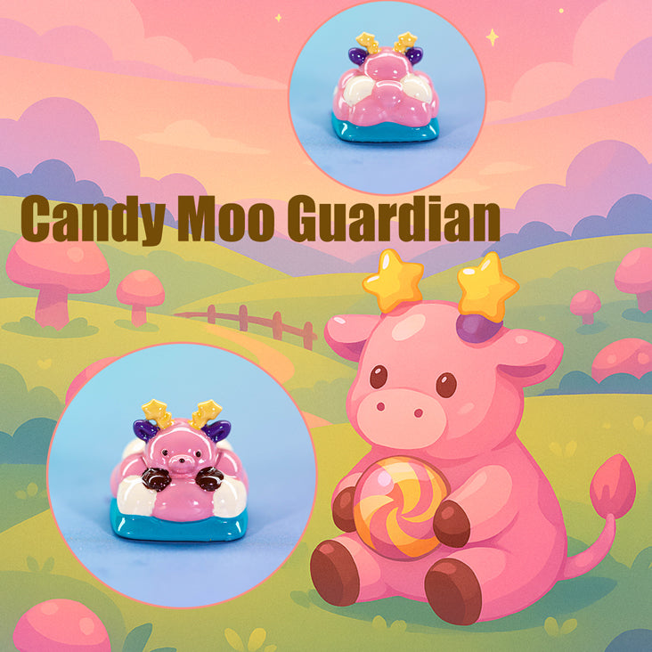 Candy Moo Guardian · Handmade Resin Artisan Keycap