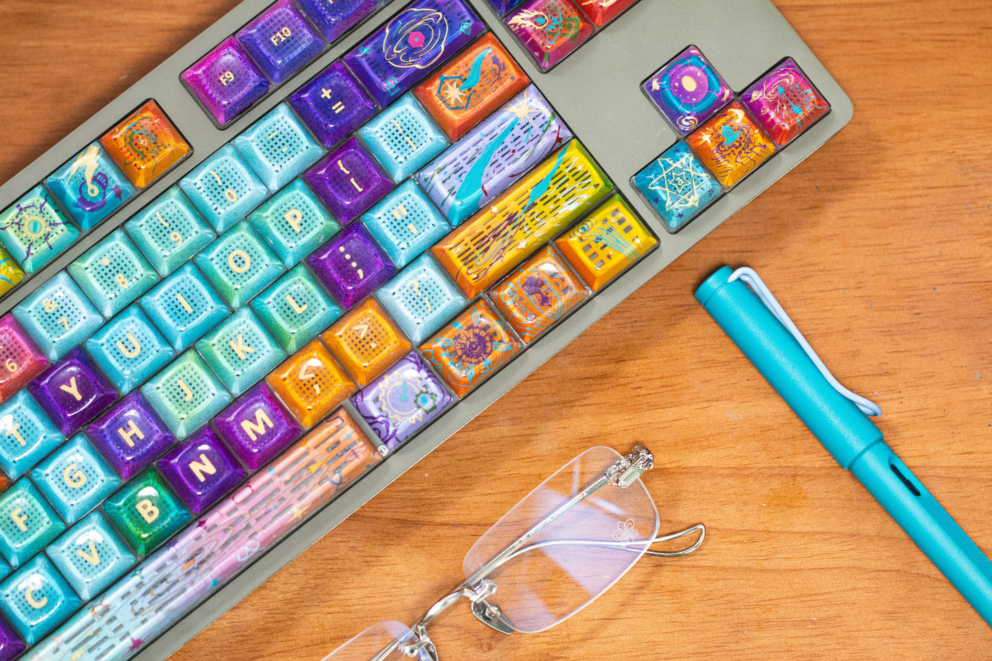 Celestial Orbit 87-Key Set · Handmade Resin Galaxy Keycaps