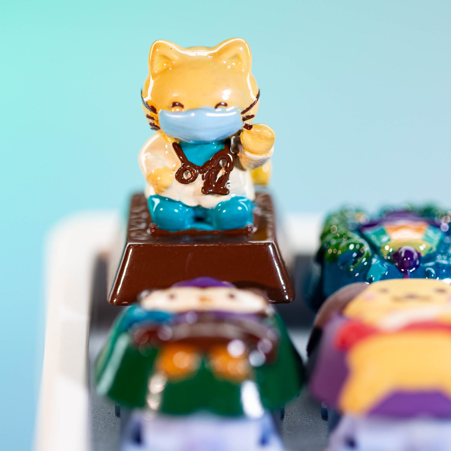 Doctor Cat Guardian · Handmade Resin Artisan Keycap