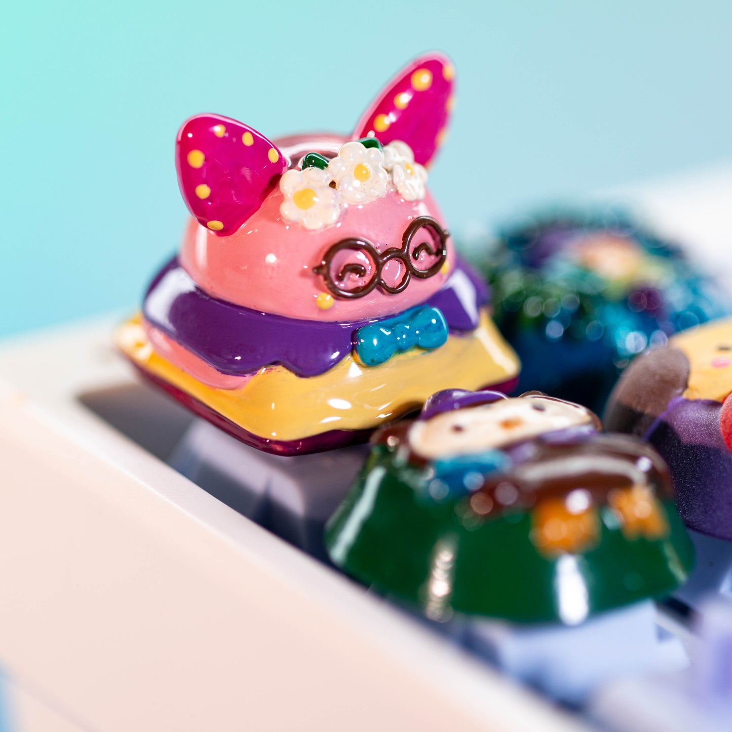 Professor Bunny Delight · Handmade Resin Artisan Keycap