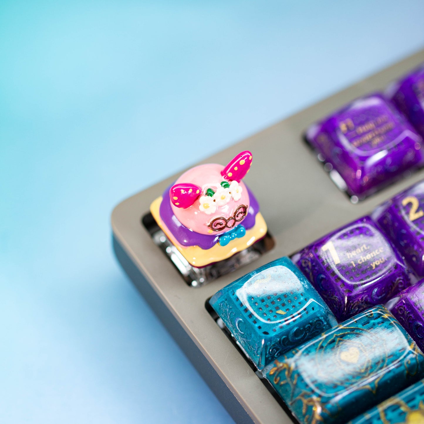 Professor Bunny Delight · Handmade Resin Artisan Keycap