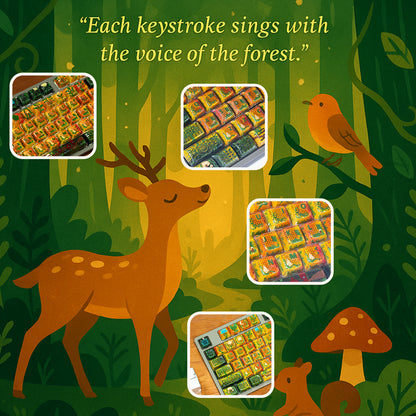 Forest Symphony 87-Key Set · Handmade Resin Artisan Keycaps