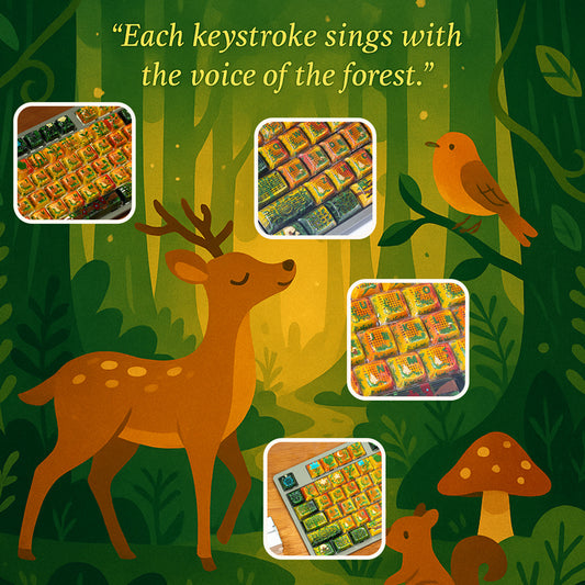 Forest Symphony 87-Key Set · Handmade Resin Artisan Keycaps