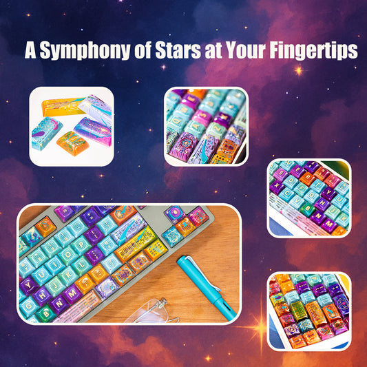 Celestial Orbit 87-Key Set · Handmade Resin Galaxy Keycaps
