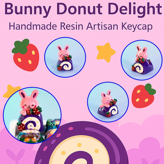 Bunny Donut Delight · Handmade Resin Artisan Keycap