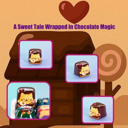 Chocolate Cat Delight · Handmade Resin Artisan Keycap