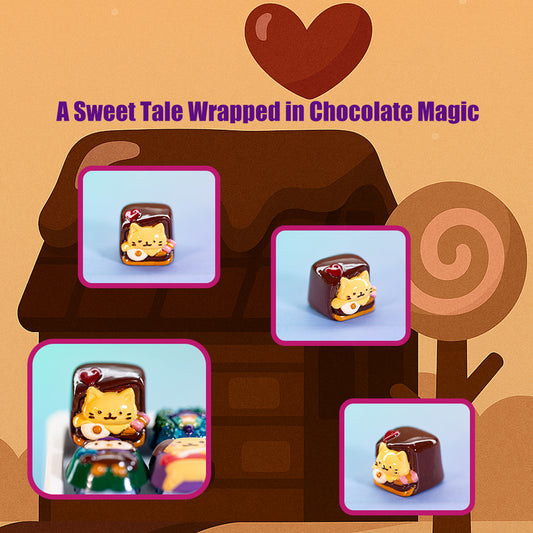 Chocolate Cat Delight · Handmade Resin Artisan Keycap