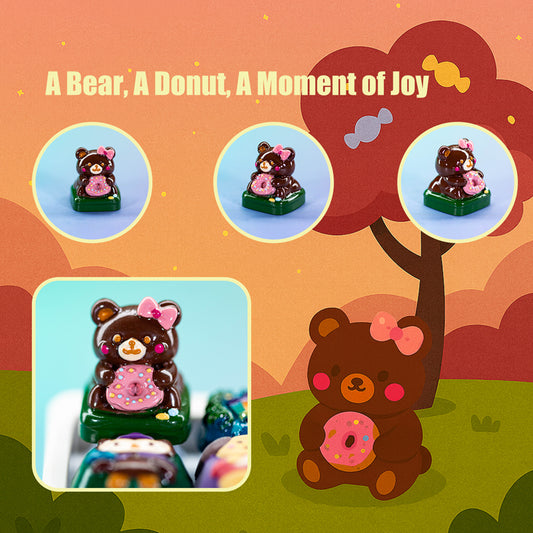 Donut Bear Delight · Handmade Resin Artisan Keycap