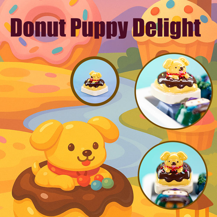 Donut Puppy Delight · Handmade Resin Artisan Keycap