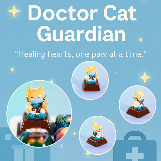 Doctor Cat Guardian · Handmade Resin Artisan Keycap