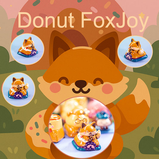 Donut Fox Delight · Handmade Resin Artisan Keycap