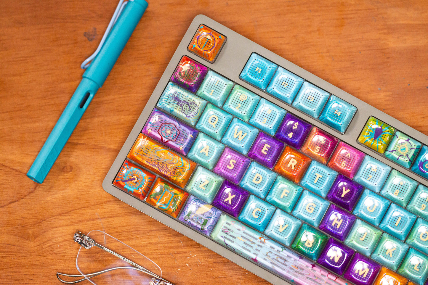 Celestial Orbit 87-Key Set · Handmade Resin Galaxy Keycaps