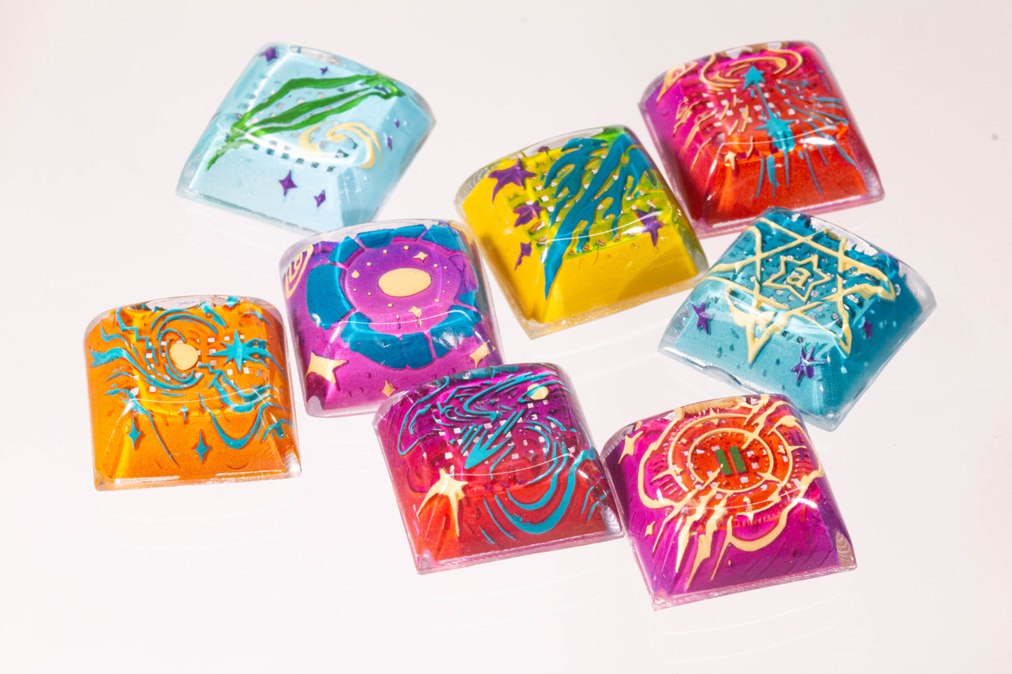 Celestial Orbit 87-Key Set · Handmade Resin Galaxy Keycaps
