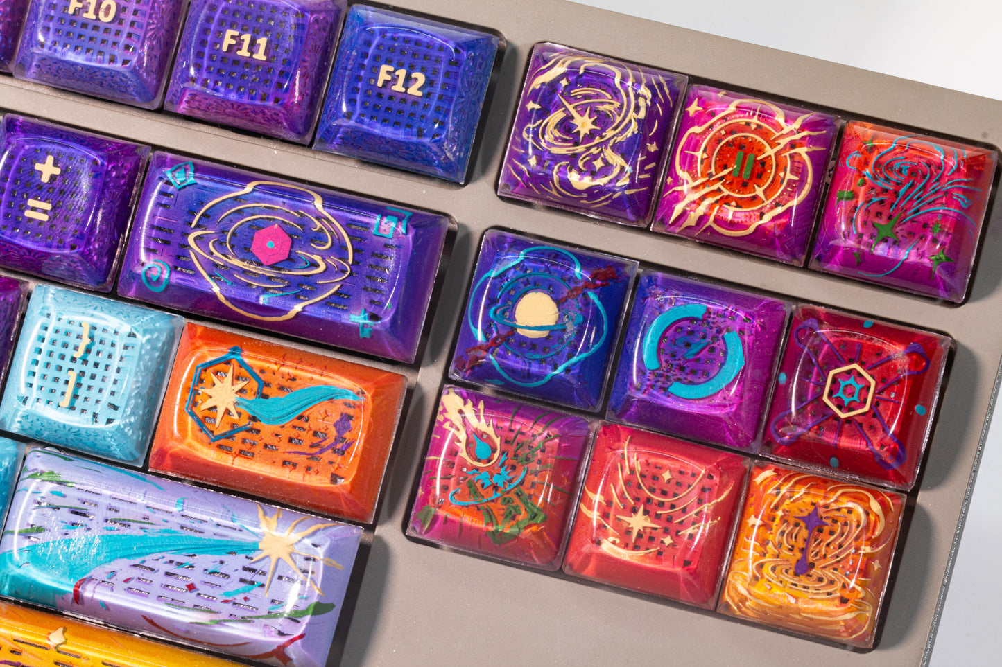 Celestial Orbit 87-Key Set · Handmade Resin Galaxy Keycaps