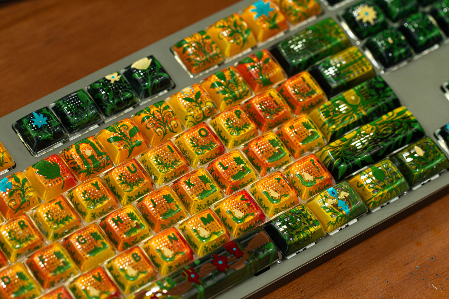 Forest Symphony 87-Key Set · Handmade Resin Artisan Keycaps