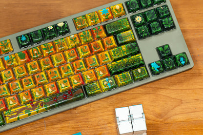 Forest Symphony 87-Key Set · Handmade Resin Artisan Keycaps
