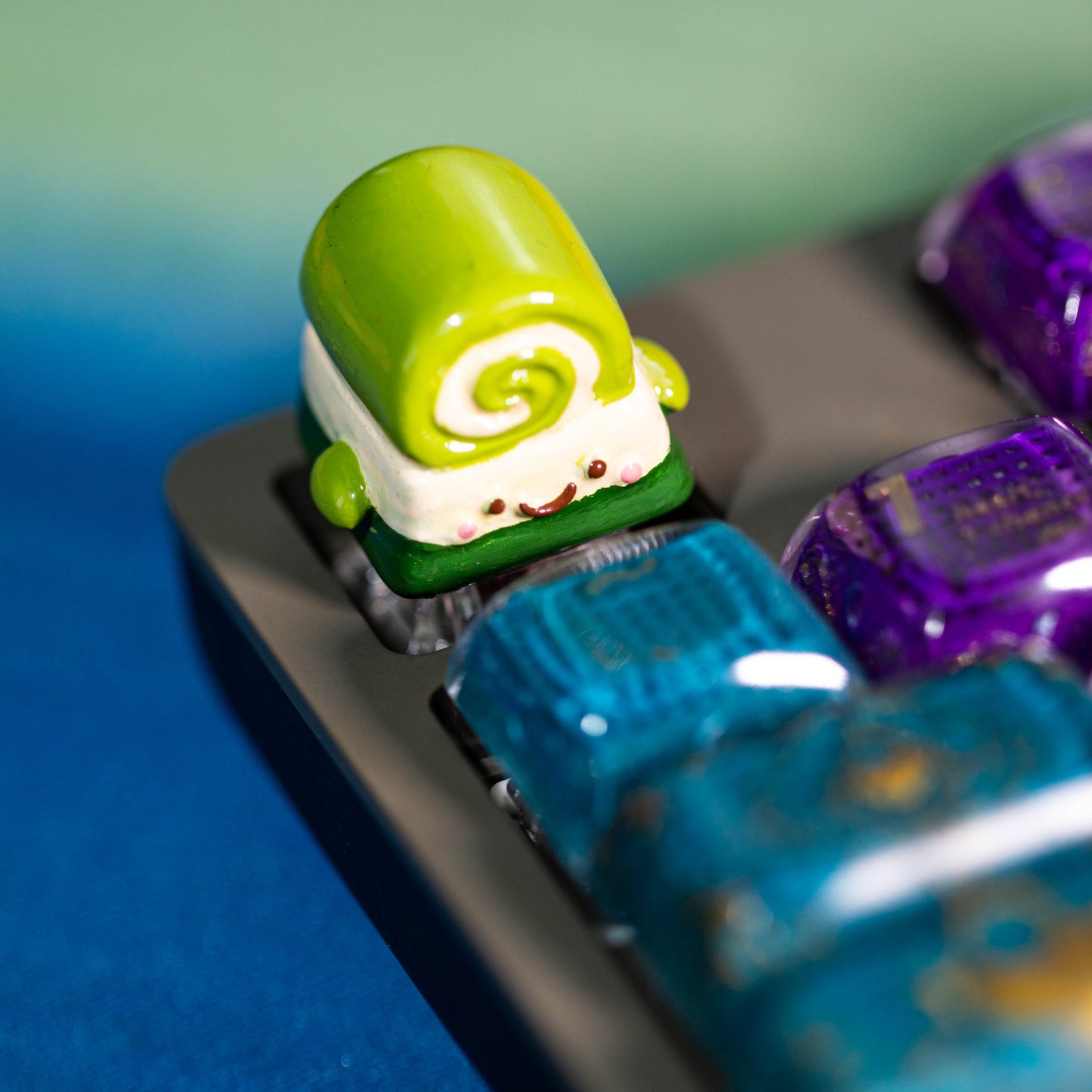 Matcha Cake Delight · Handmade Resin Artisan Keycap