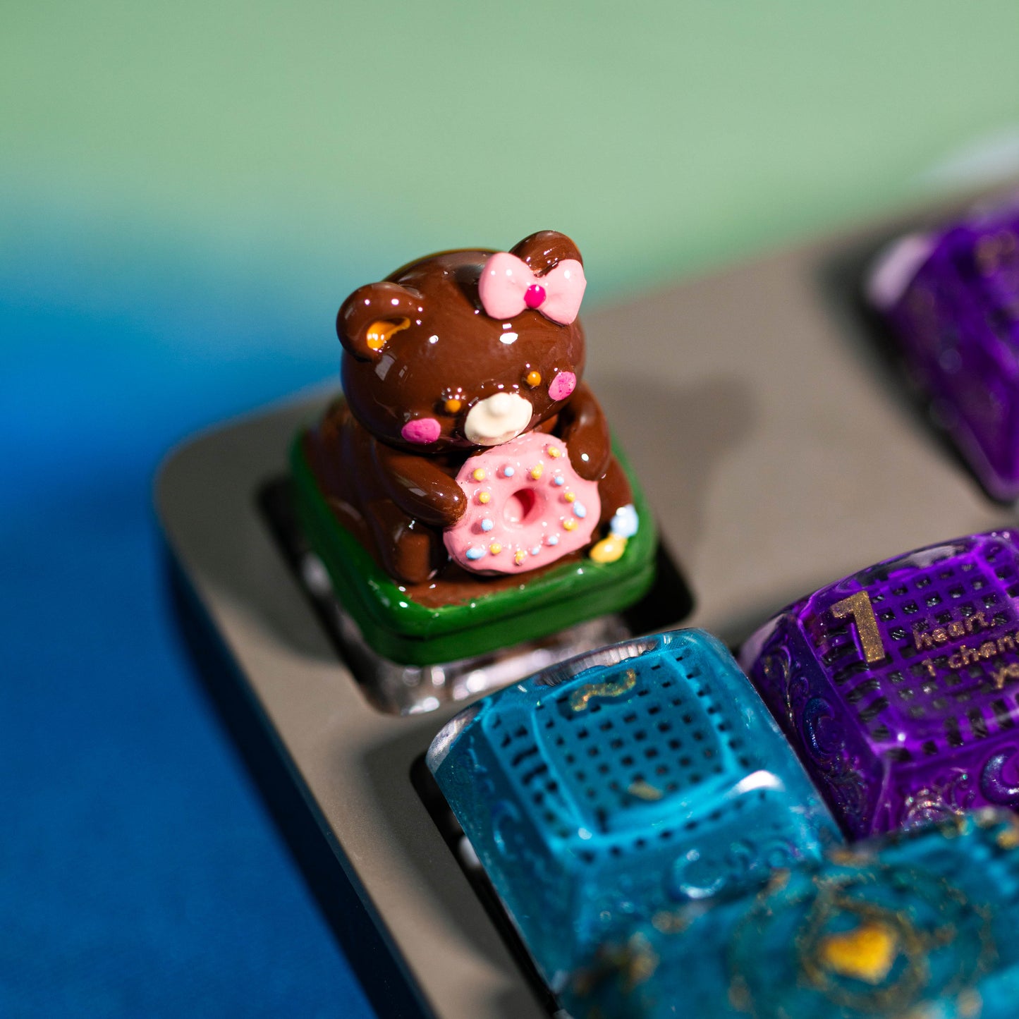 Donut Bear Delight · Handmade Resin Artisan Keycap