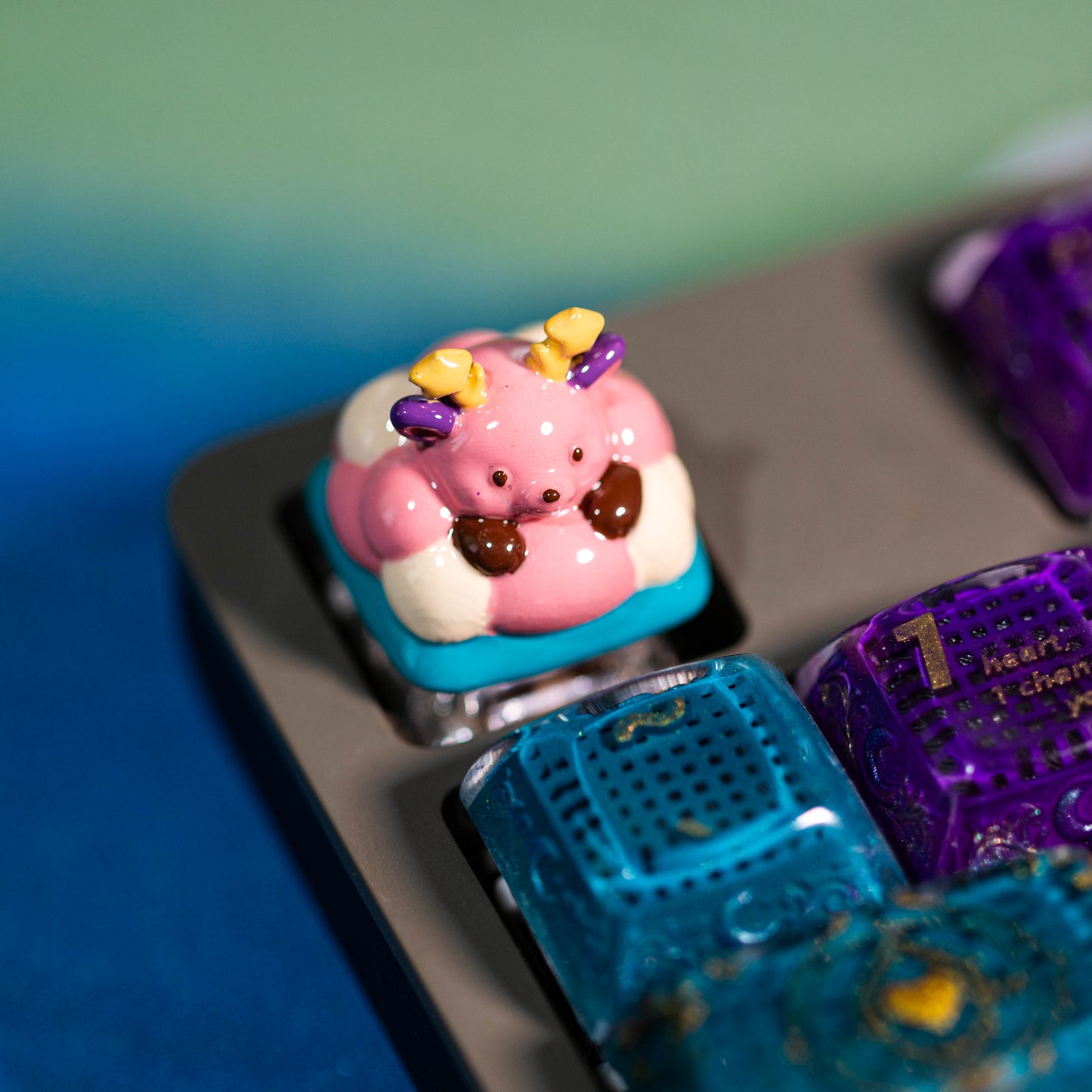 Candy Moo Guardian · Handmade Resin Artisan Keycap