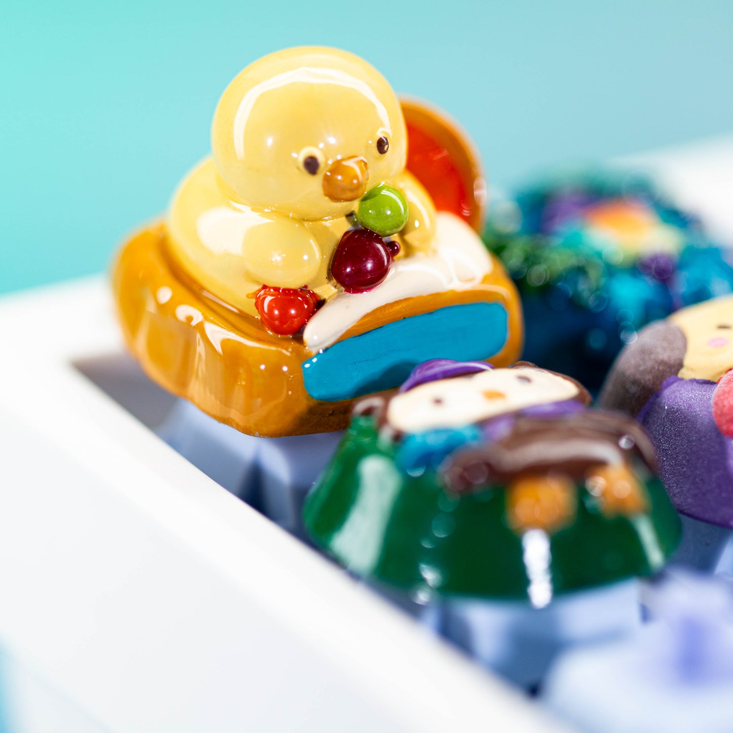 Duckling Fruit Feast · Handmade Resin Artisan Keycap