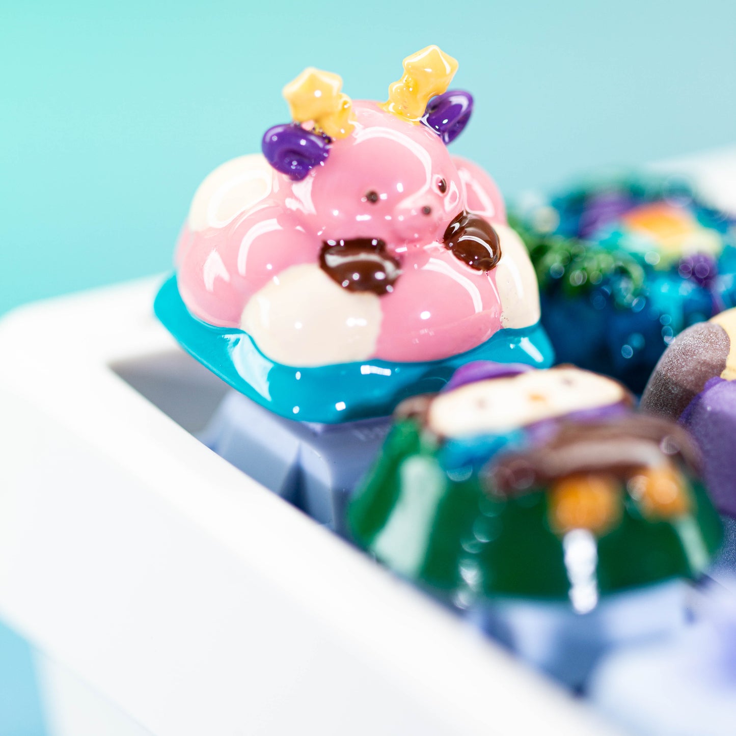 Candy Moo Guardian · Handmade Resin Artisan Keycap