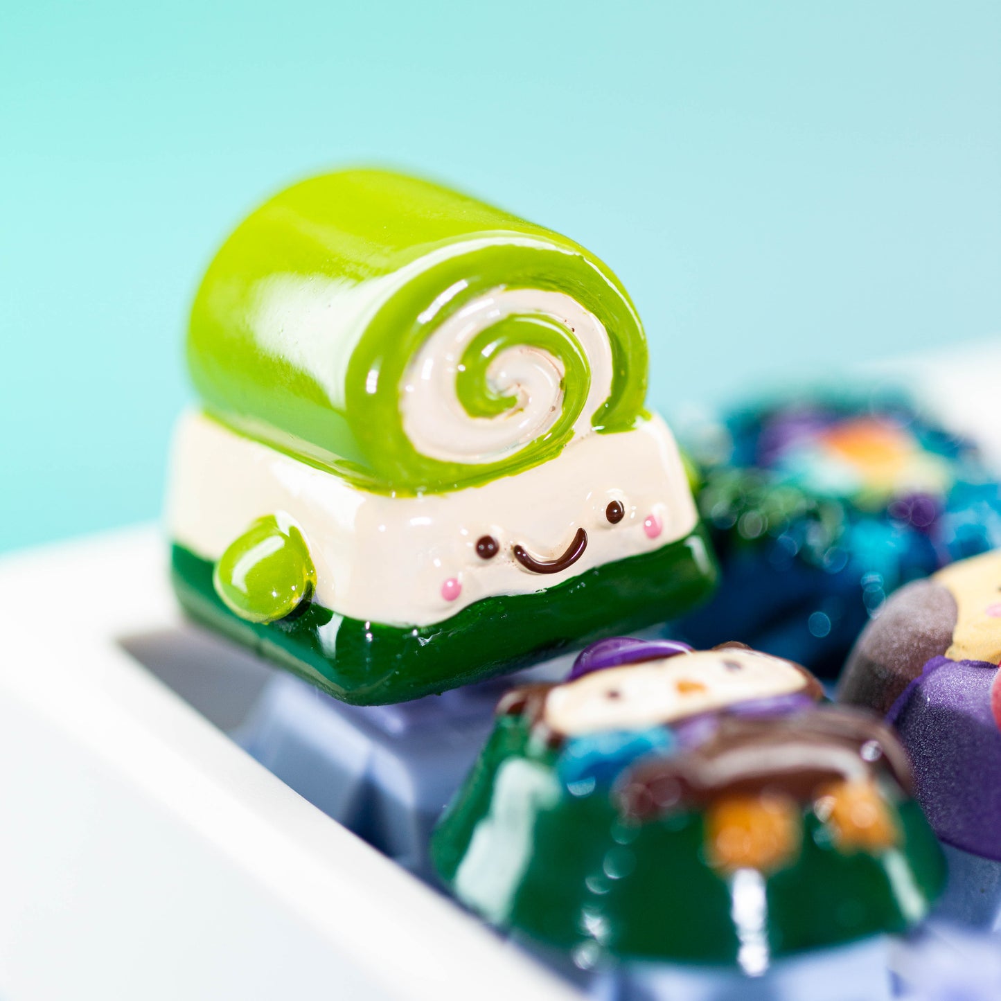 Matcha Cake Delight · Handmade Resin Artisan Keycap