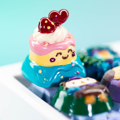 Strawberry Heart Delight · Handmade Resin Artisan Keycap