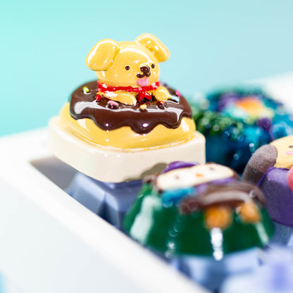 Donut Puppy Delight · Handmade Resin Artisan Keycap