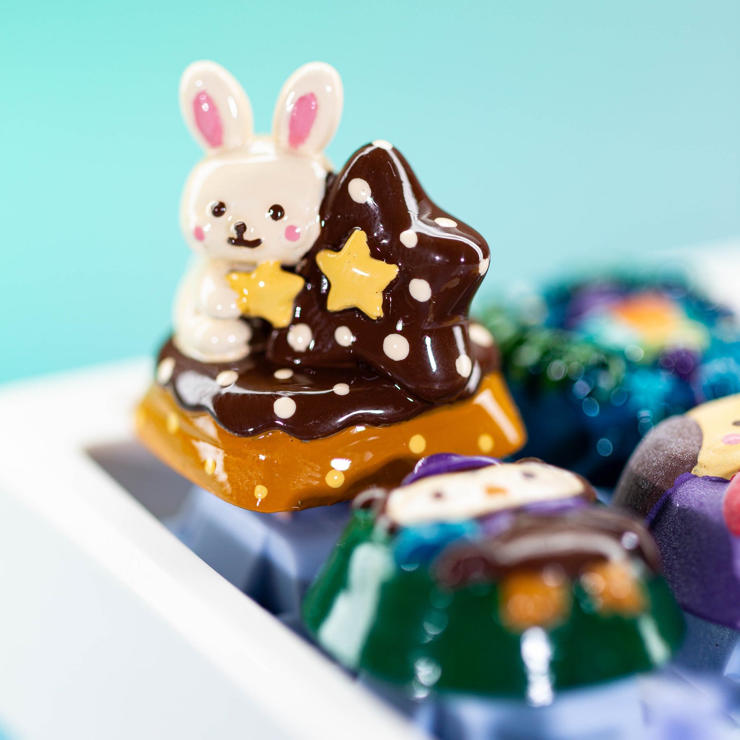 Starlit Bunny Dream · Handmade Resin Artisan Keycap