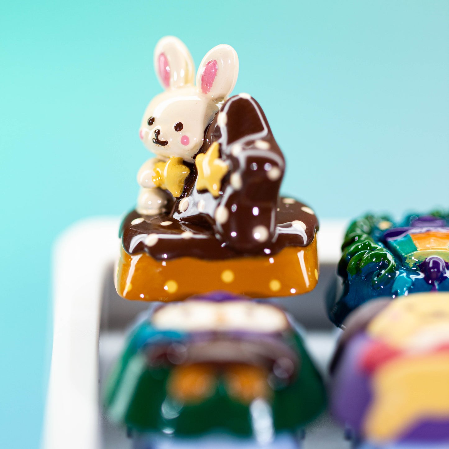 Starlit Bunny Dream · Handmade Resin Artisan Keycap