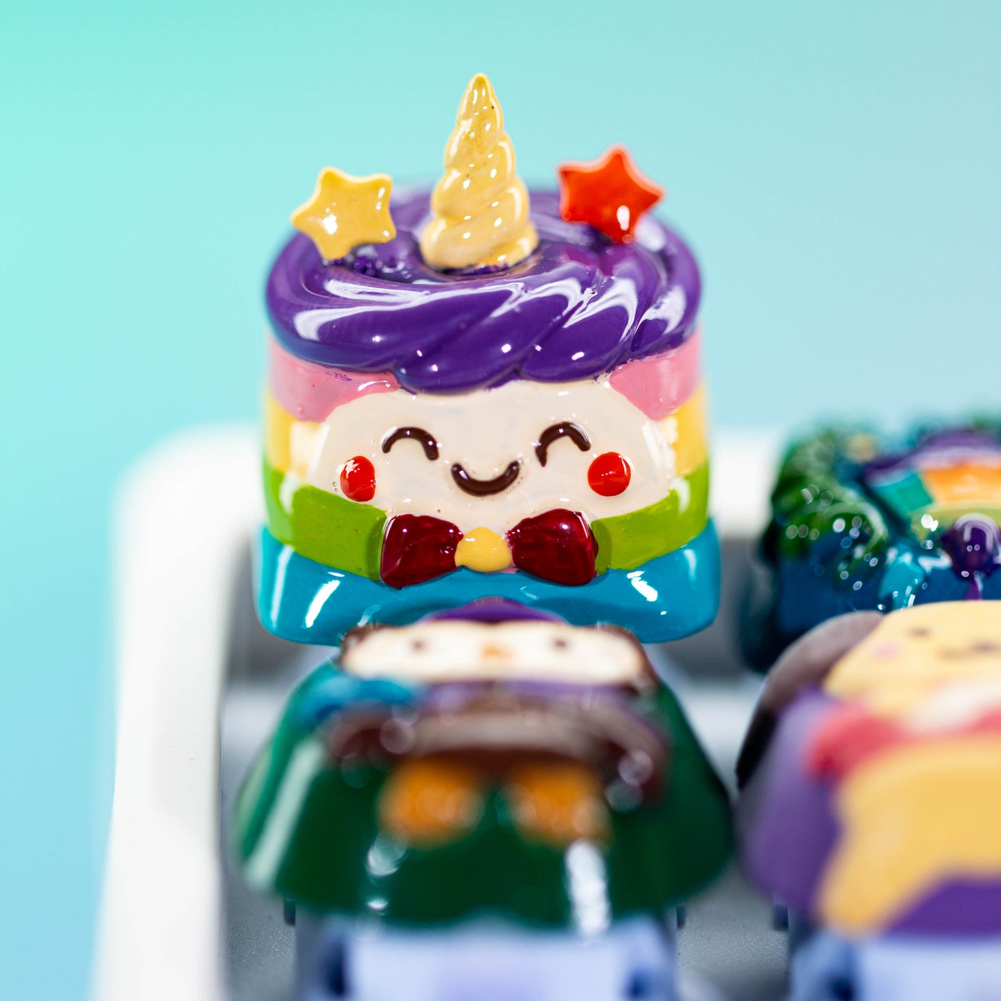 Rainbow Unicorn Delight · Handmade Resin Artisan Keycap