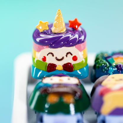 Rainbow Unicorn Delight · Handmade Resin Artisan Keycap