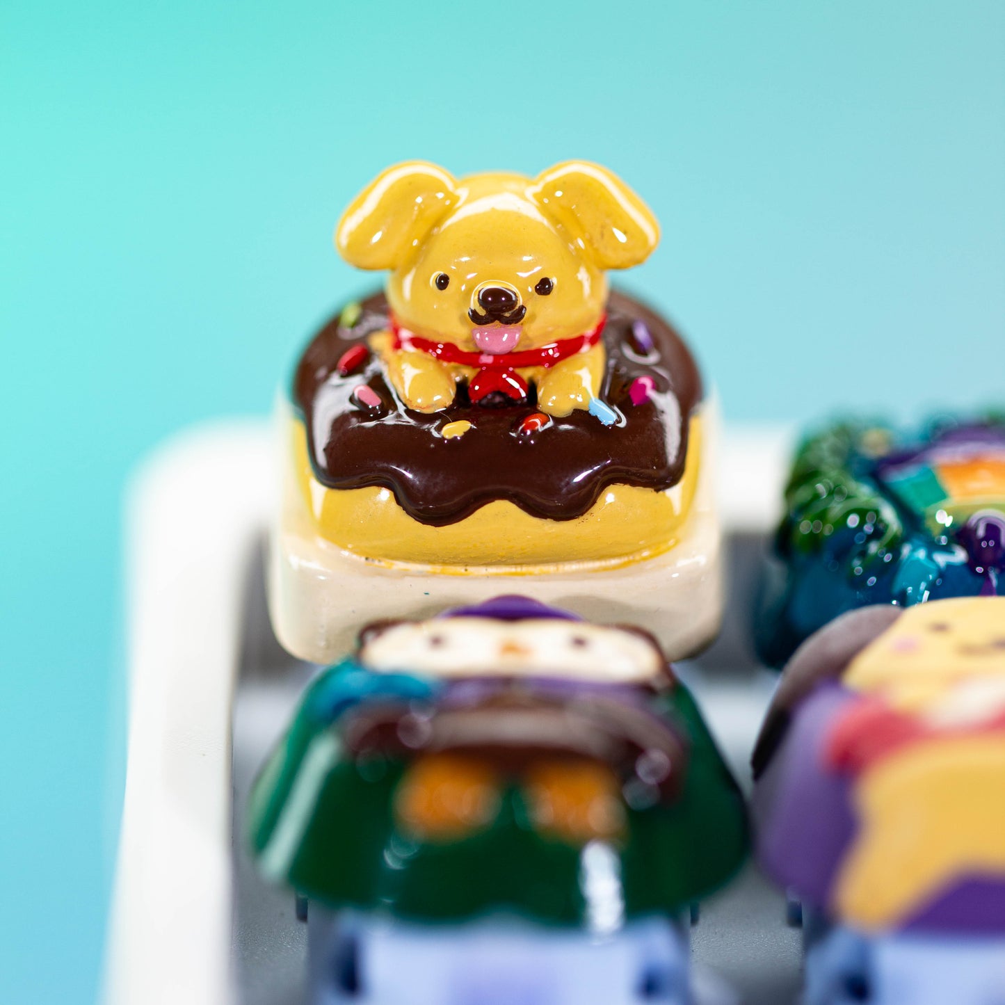 Donut Puppy Delight · Handmade Resin Artisan Keycap