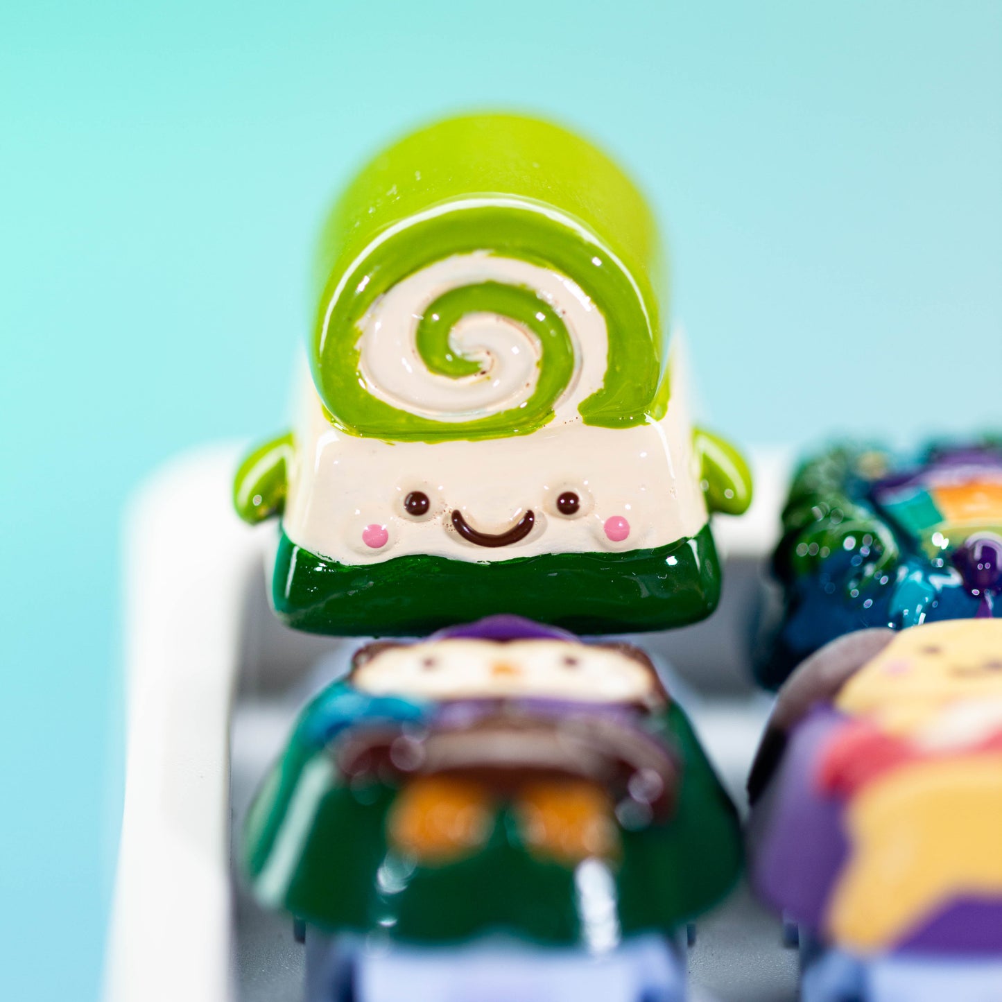 Matcha Cake Delight · Handmade Resin Artisan Keycap