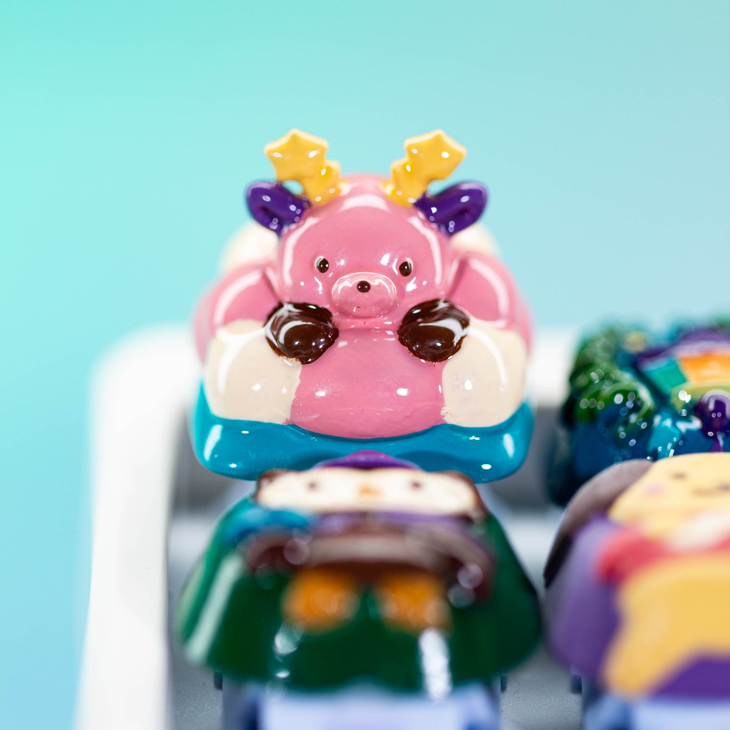 Candy Moo Guardian · Handmade Resin Artisan Keycap
