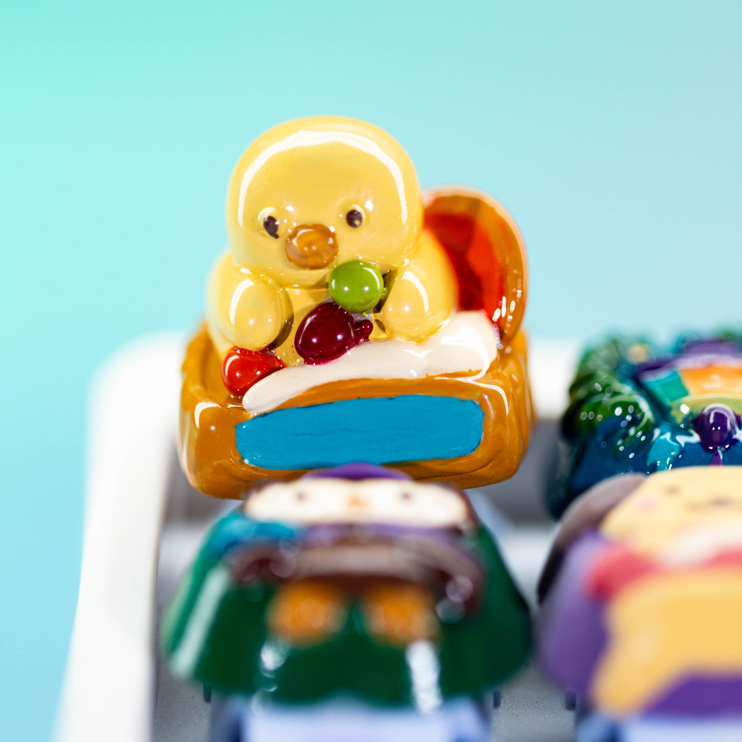 Duckling Fruit Feast · Handmade Resin Artisan Keycap