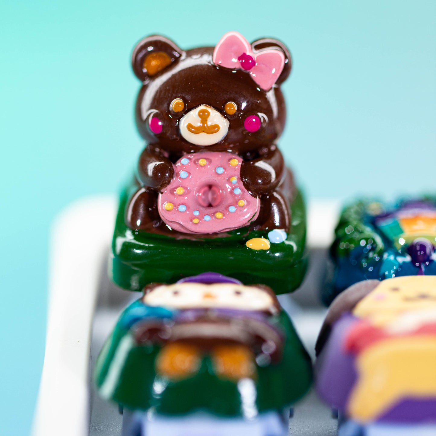 Donut Bear Delight · Handmade Resin Artisan Keycap