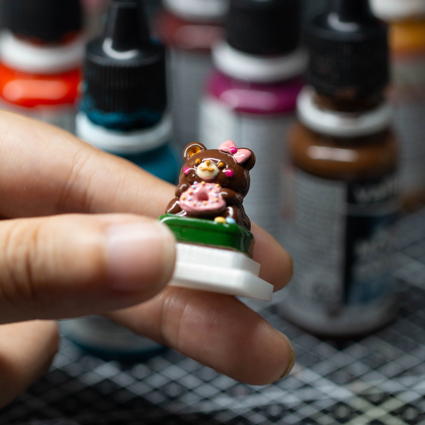 Donut Bear Delight · Handmade Resin Artisan Keycap