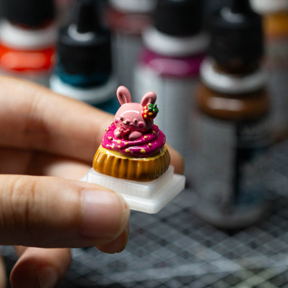 Strawberry Bunny Delight · Resin Artisan Keycap