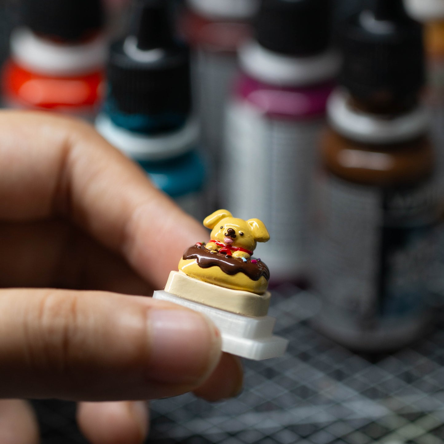 Donut Puppy Delight · Handmade Resin Artisan Keycap