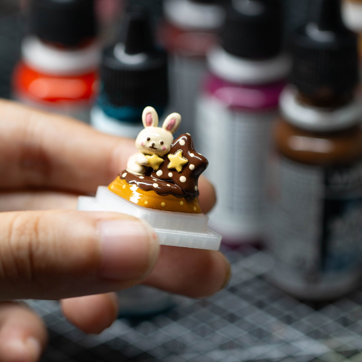 Starlit Bunny Dream · Handmade Resin Artisan Keycap