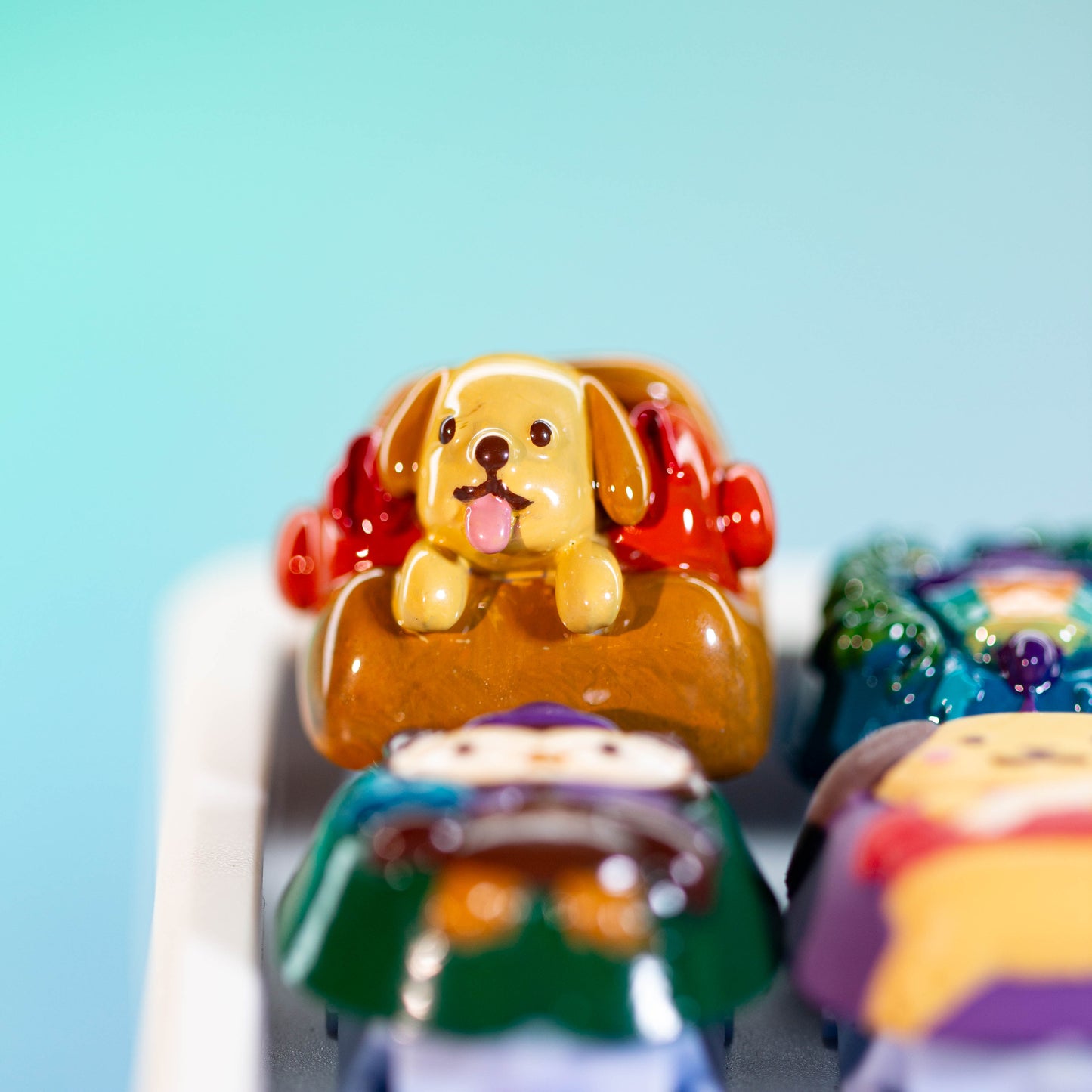 Hotdog Pup Delight · Handmade Resin Artisan Keycap