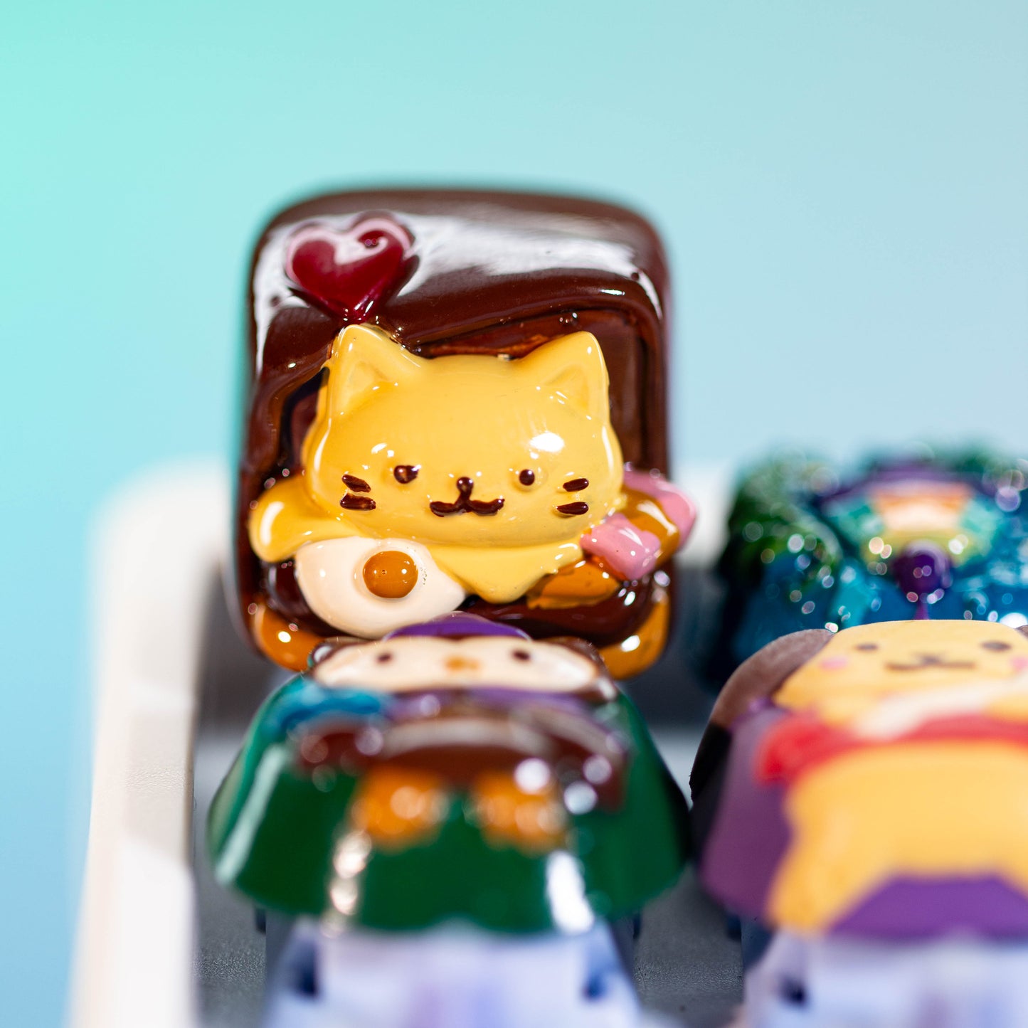 Chocolate Cat Delight · Handmade Resin Artisan Keycap