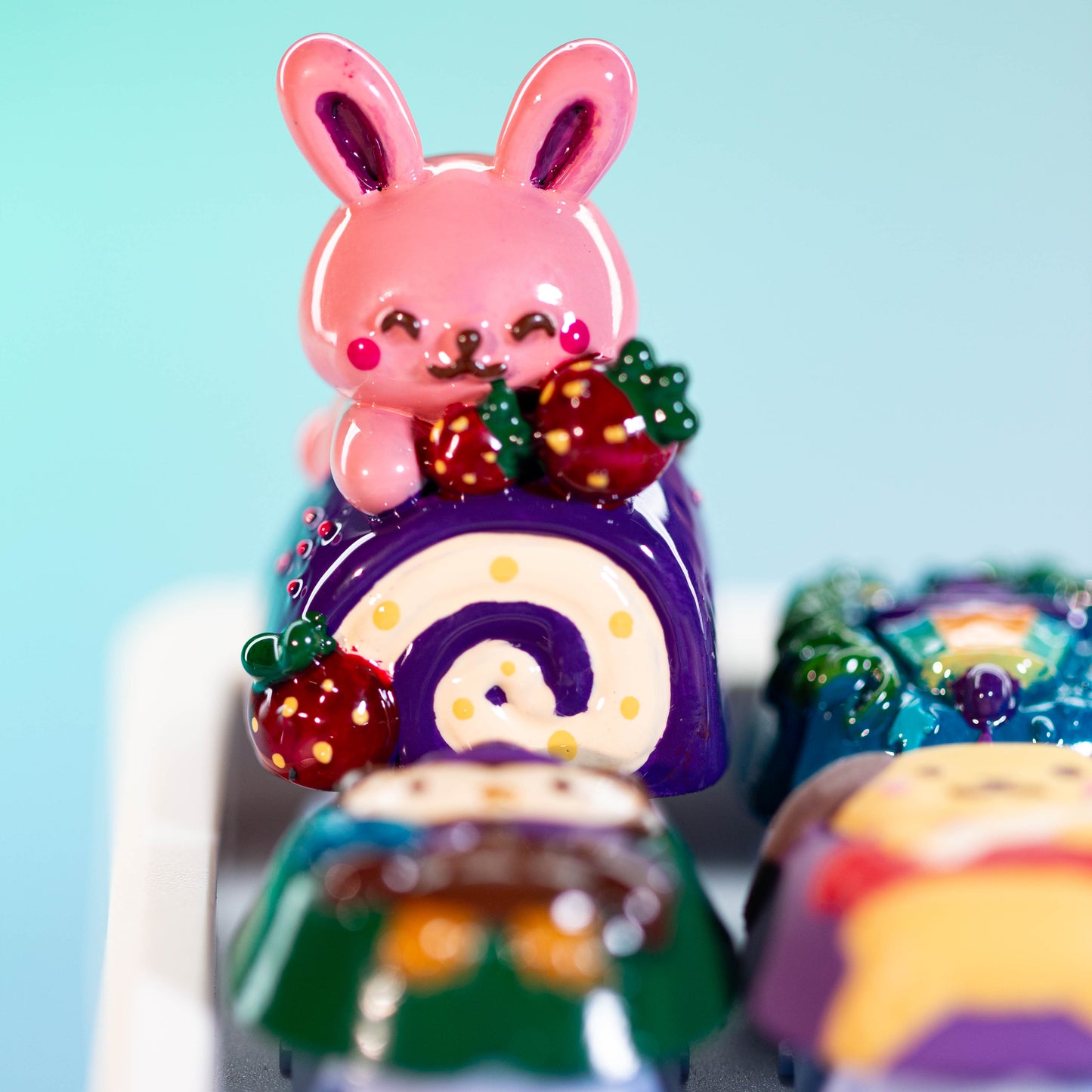Bunny Donut Delight · Handmade Resin Artisan Keycap