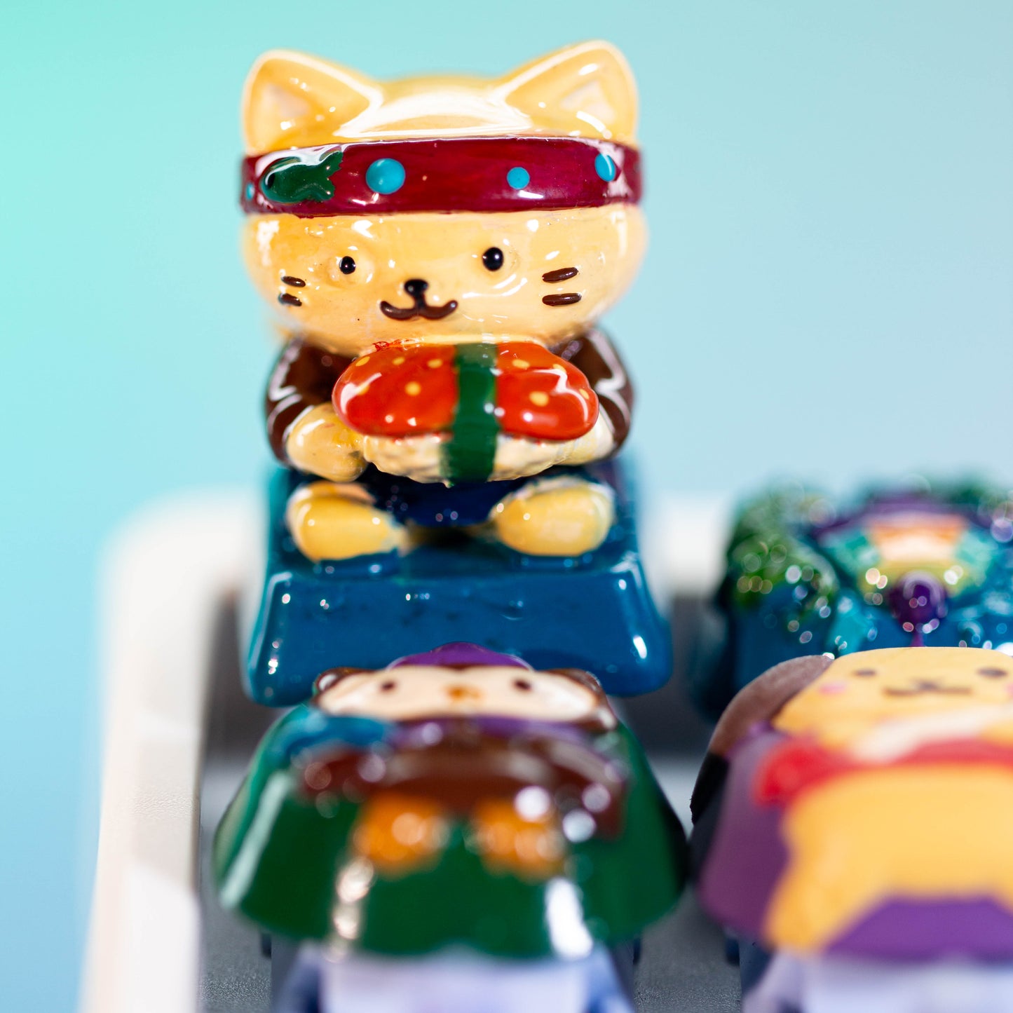 Sushi Master Cat · Handmade Resin Artisan Keycap