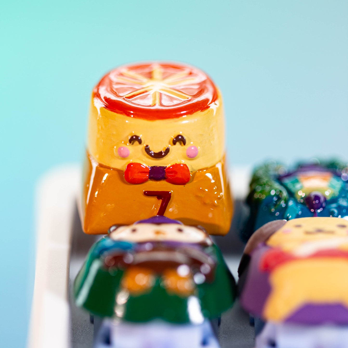 Sunny Pudding Joy · Handmade Resin Artisan Keycap