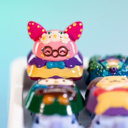 Professor Bunny Delight · Handmade Resin Artisan Keycap