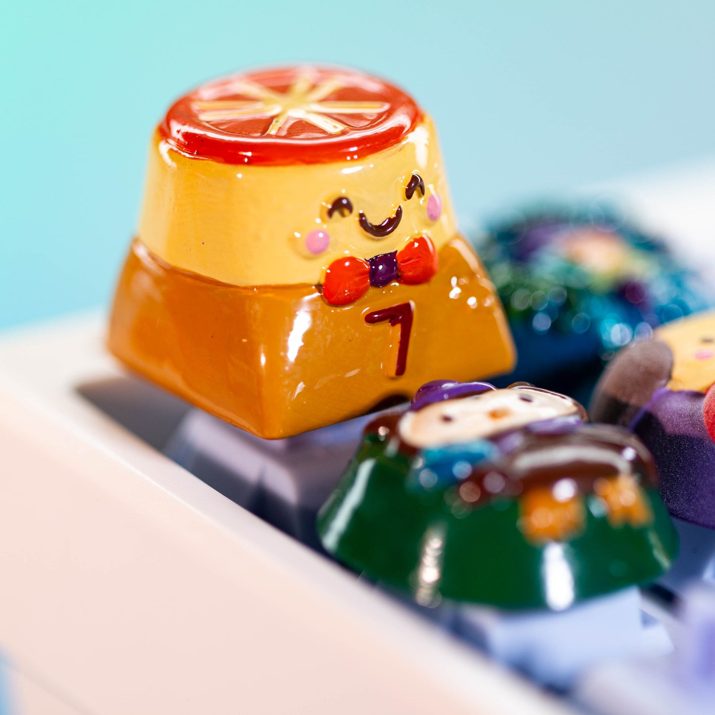 Sunny Pudding Joy · Handmade Resin Artisan Keycap