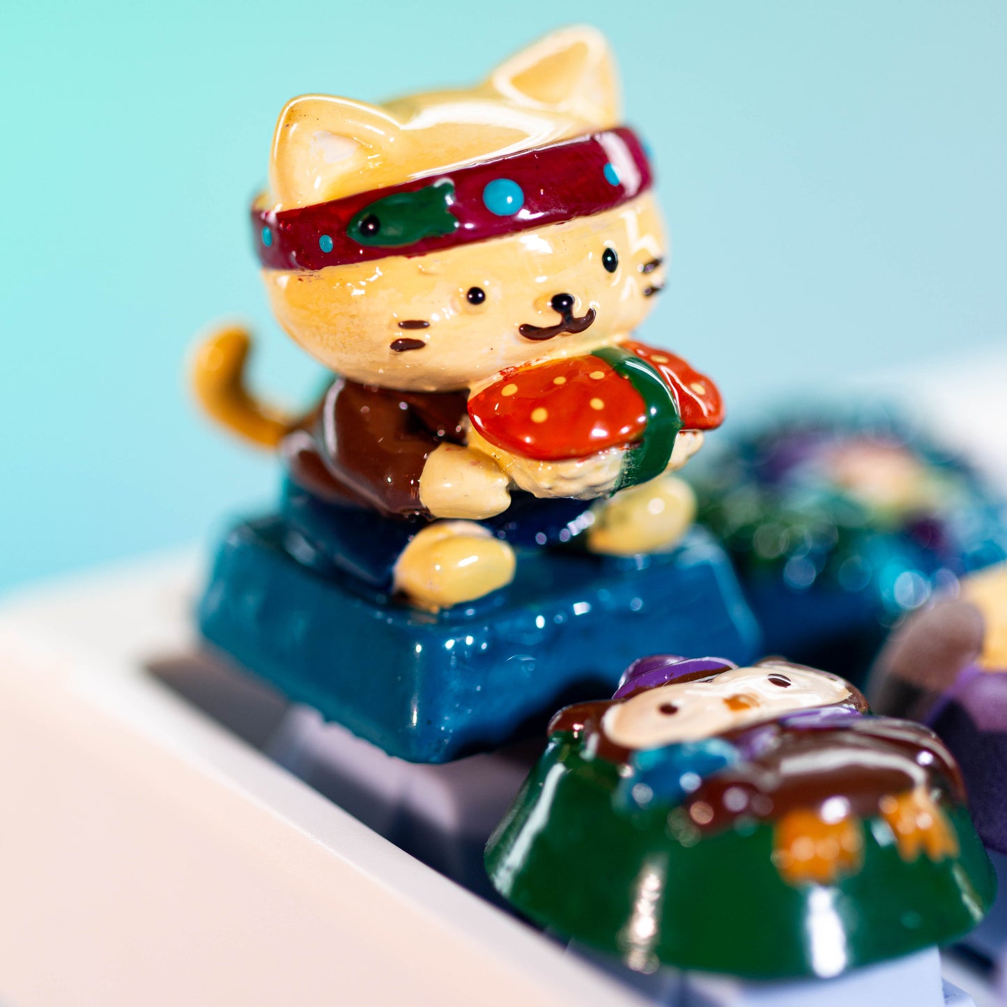 Sushi Master Cat · Handmade Resin Artisan Keycap