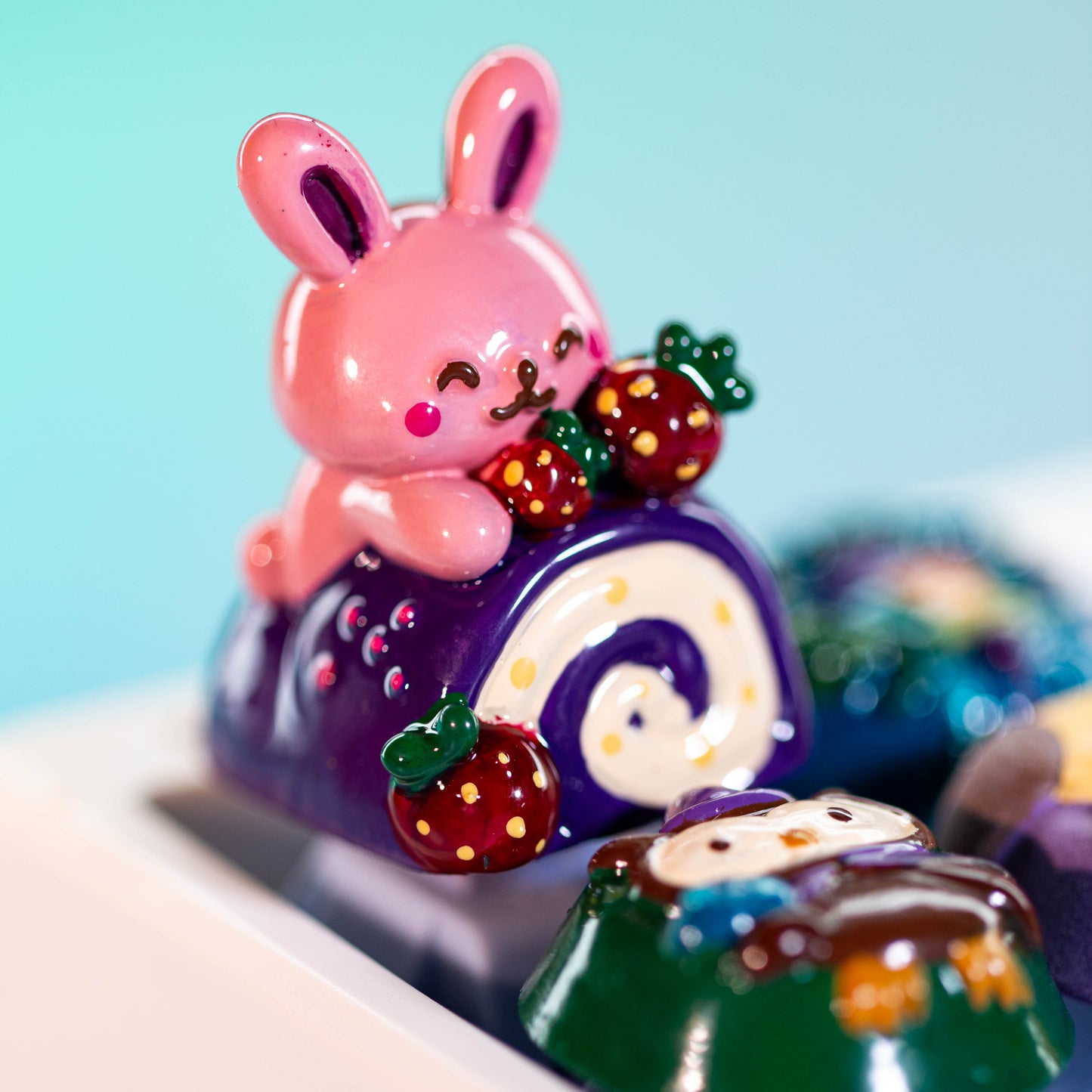 Bunny Donut Delight · Handmade Resin Artisan Keycap